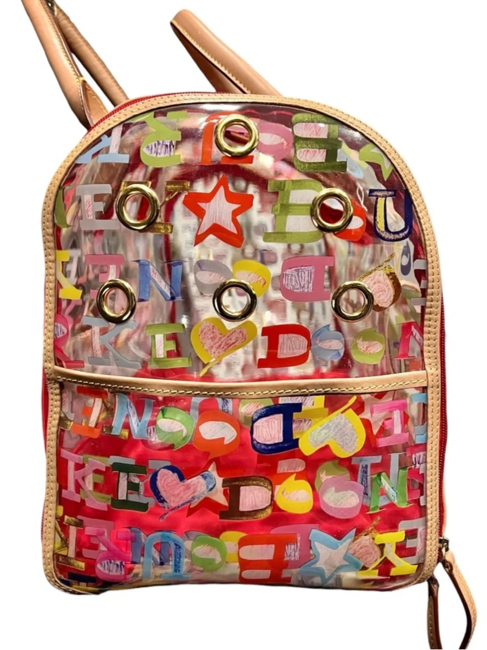 DOONEY & BOURKE Y2K MULTICOLOR PVC GRAFFITI ‘DOODLE’ DOG/PET CARRIER - 18 x 11